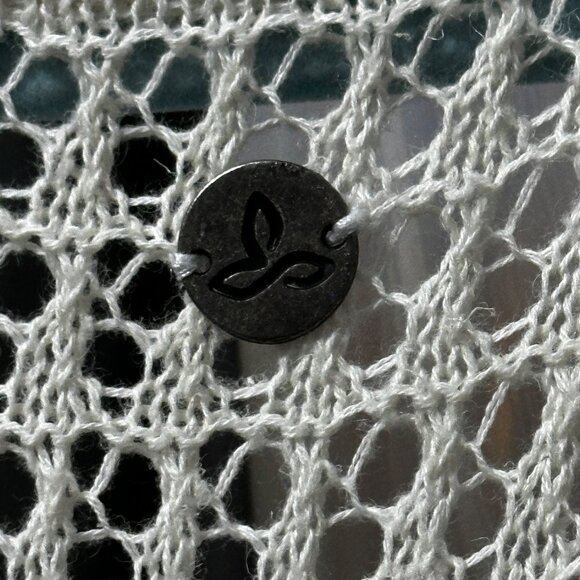 Prana women’s sz XL ivory open weave long sleeve sweater FLAW missing fabric tag - Picture 3 of 7